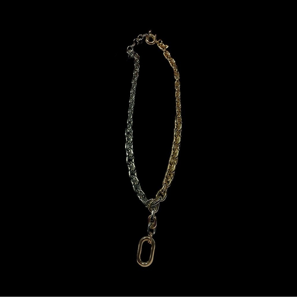 NWT Chico’s Links Y-Necklace Silver and Gold Tone